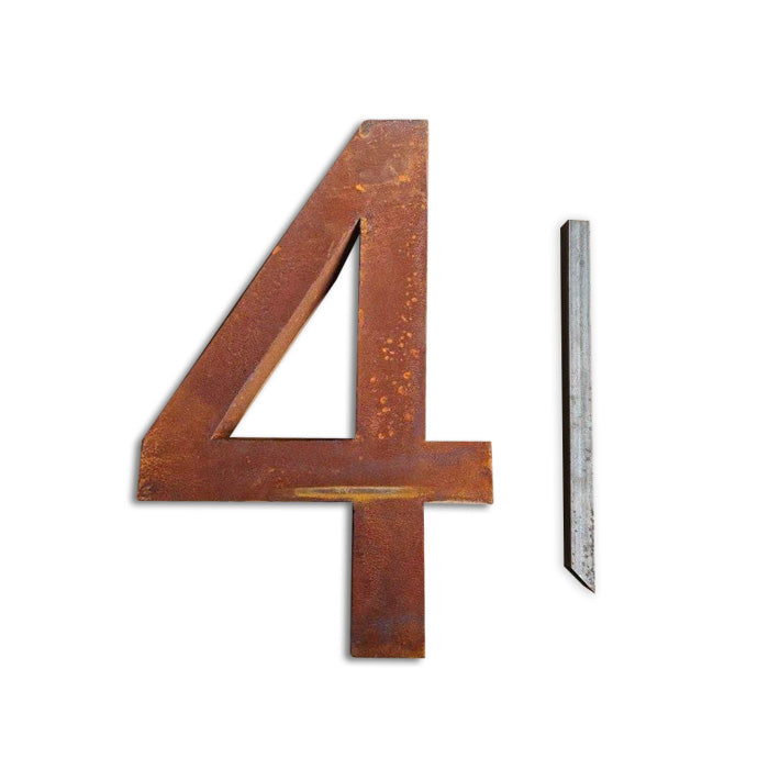 Rustic Metal Finish House Number - FOUR