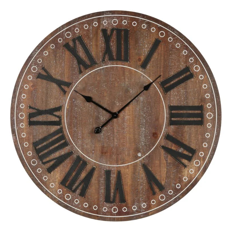 Rustic White/Black Roman Numeral Wall Clock - 60cms