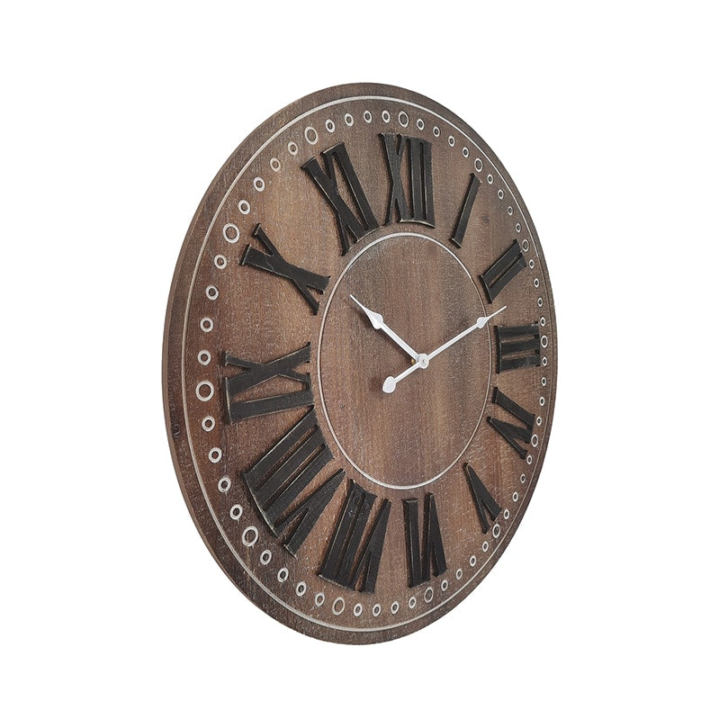 Rustic White/Black Roman Numeral Wall Clock - 60cms