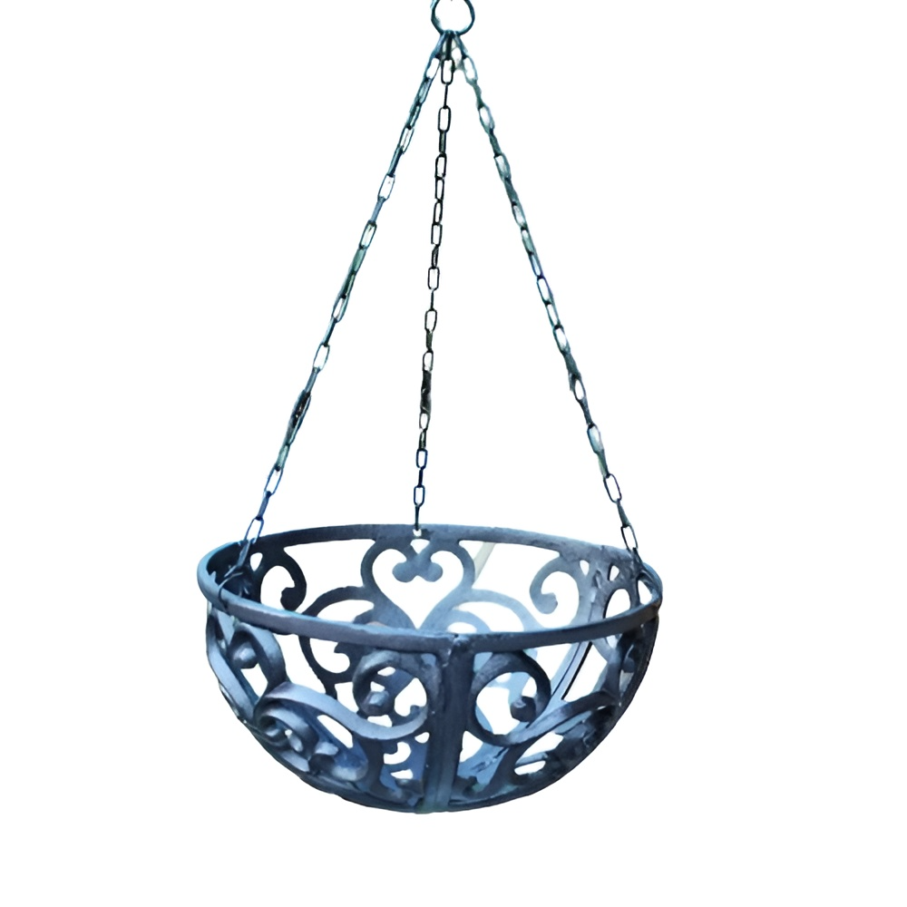 Rustic Cast Iron Hanging Basket Planter