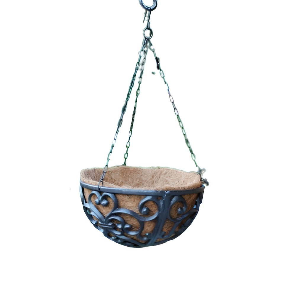 Rustic Cast Iron Hanging Basket Planter