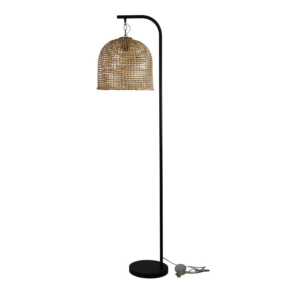 Rustic Jess Rattan Black Base Floor Lamp (Available in 2 Colors)