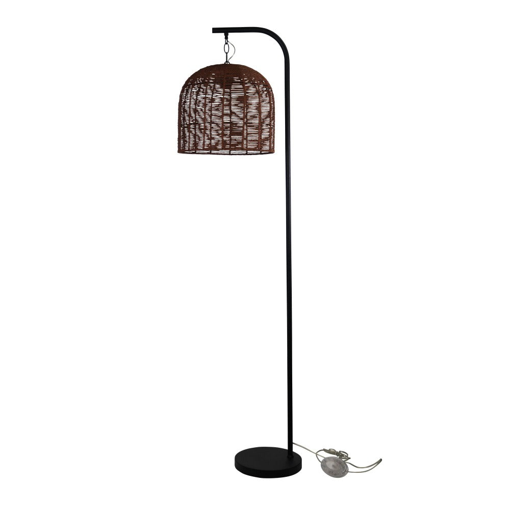 Rustic Jess Rattan Black Base Floor Lamp (Available in 2 Colors)