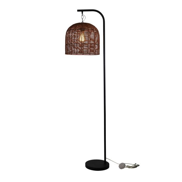 Rustic Jess Rattan Black Base Floor Lamp (Available in 2 Colors)