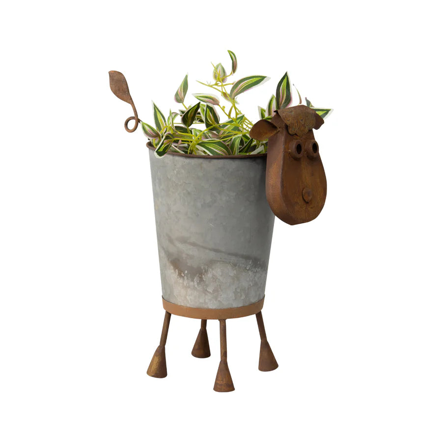 Rusty Sheep Planter with Galv Pot - 34cms