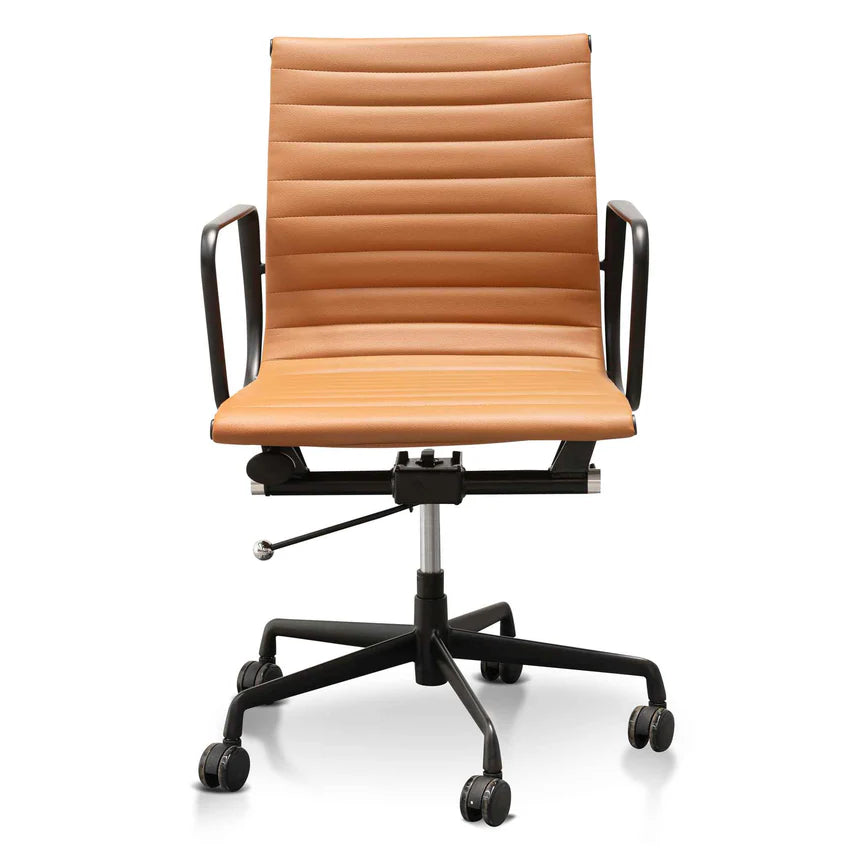 Saddle Tan Low Back Office Chair - Black Frame