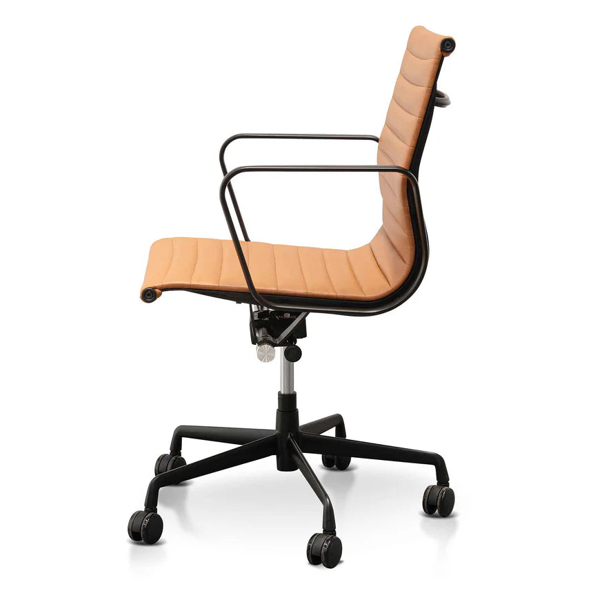 Saddle Tan Low Back Office Chair - Black Frame