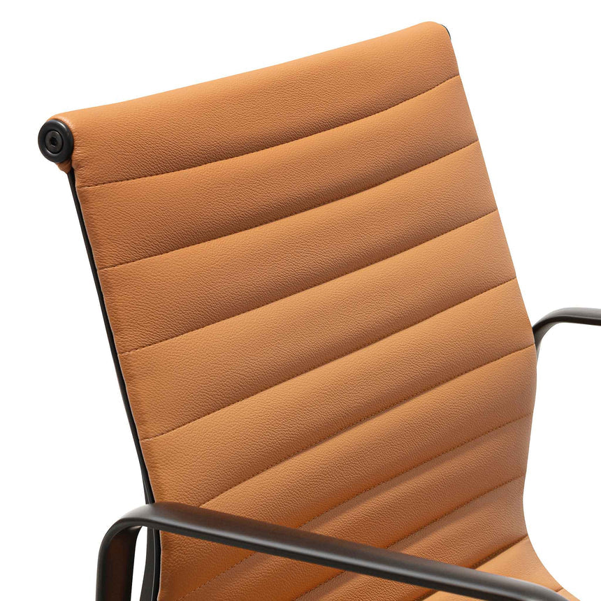Saddle Tan Low Back Office Chair - Black Frame