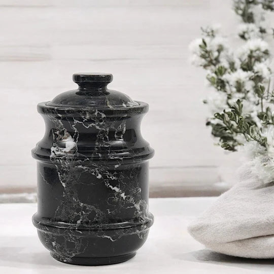 Sculpted Detail Luxury Style Urn - Black