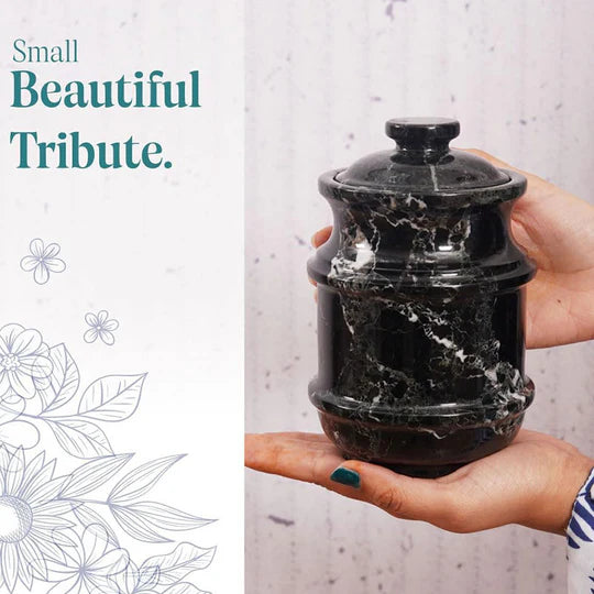 Sculpted Detail Luxury Style Urn - Black