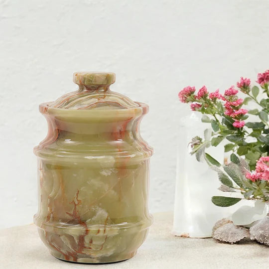 Sculpted Detail Luxury Style Urn - Green