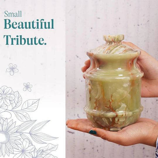 Sculpted Detail Luxury Style Urn - Green