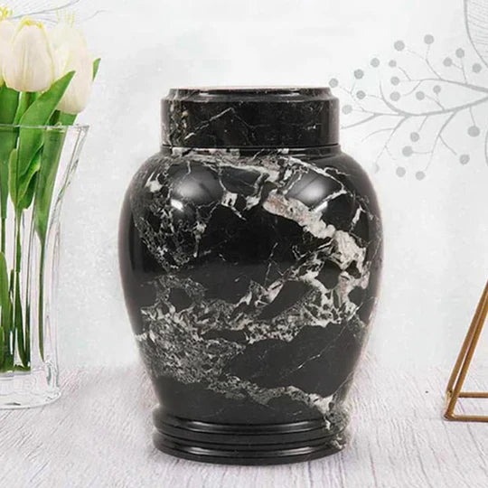 Sculptural Modern Handcrafted Urn - Black
