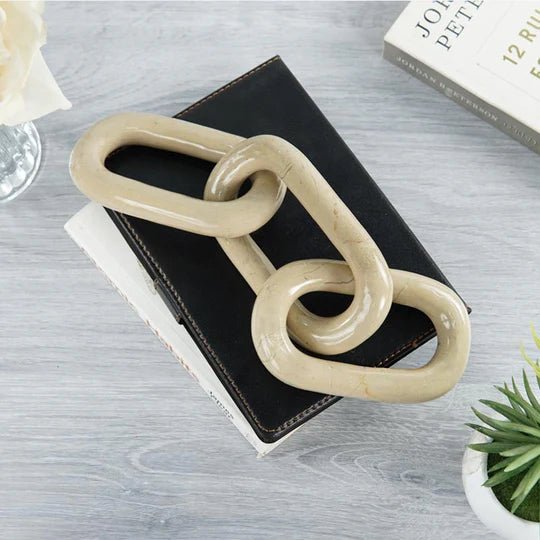 Sculpture Marble 3-link Chain Decor - Cream