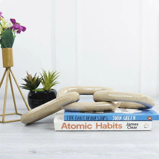 Sculpture Marble 3-link Chain Decor - Cream