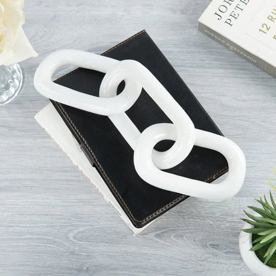 Sculpture Marble 3-link Chain Decor - White