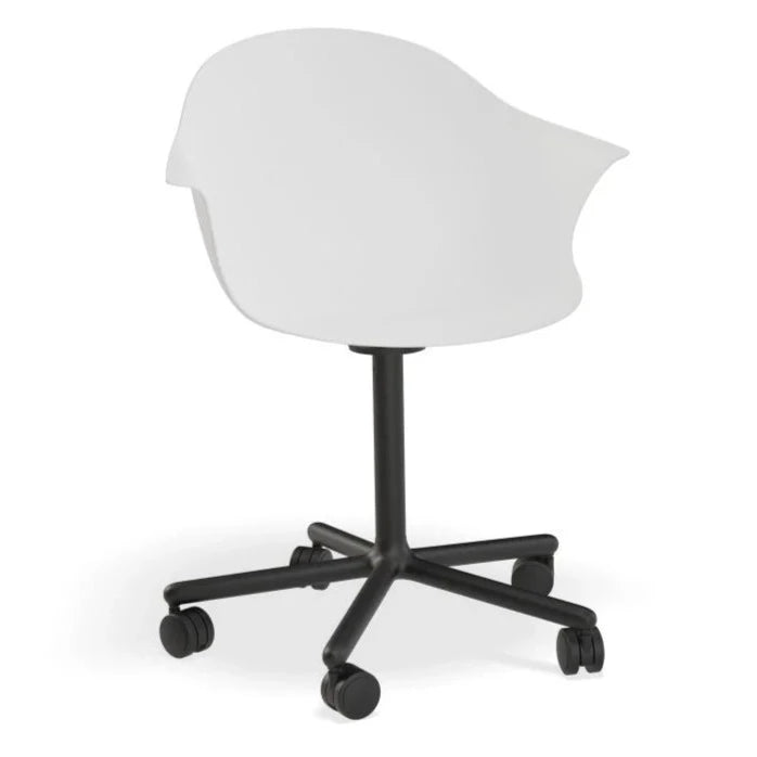 Seafoam White Seat Swivel Base with Castors Dining Armchair