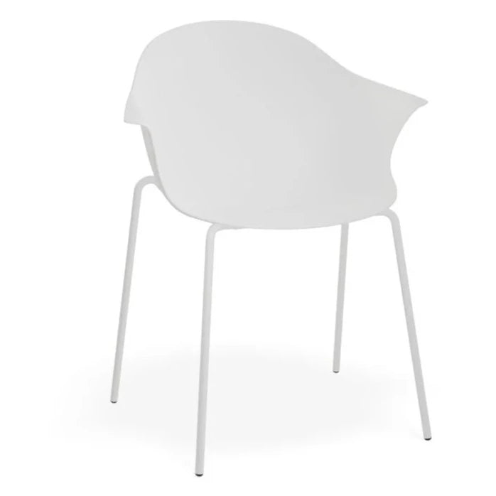 Seafoam White Shell Seat 4 Post Base Dining Armchair