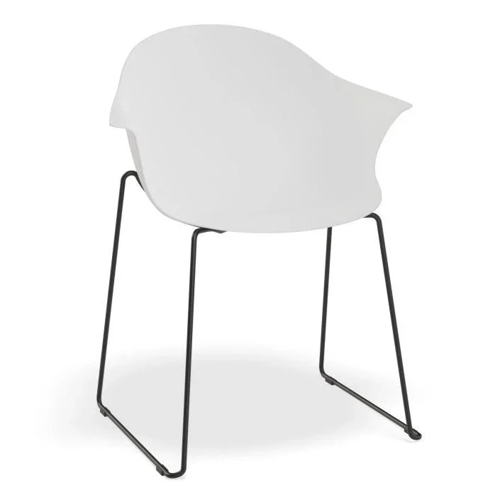 Seafoam White Sled Base - Black Dining Armchair