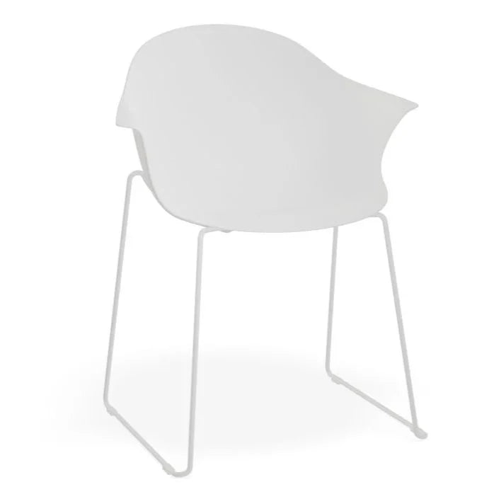 Seafoam White Sled Base - White Dining Armchair