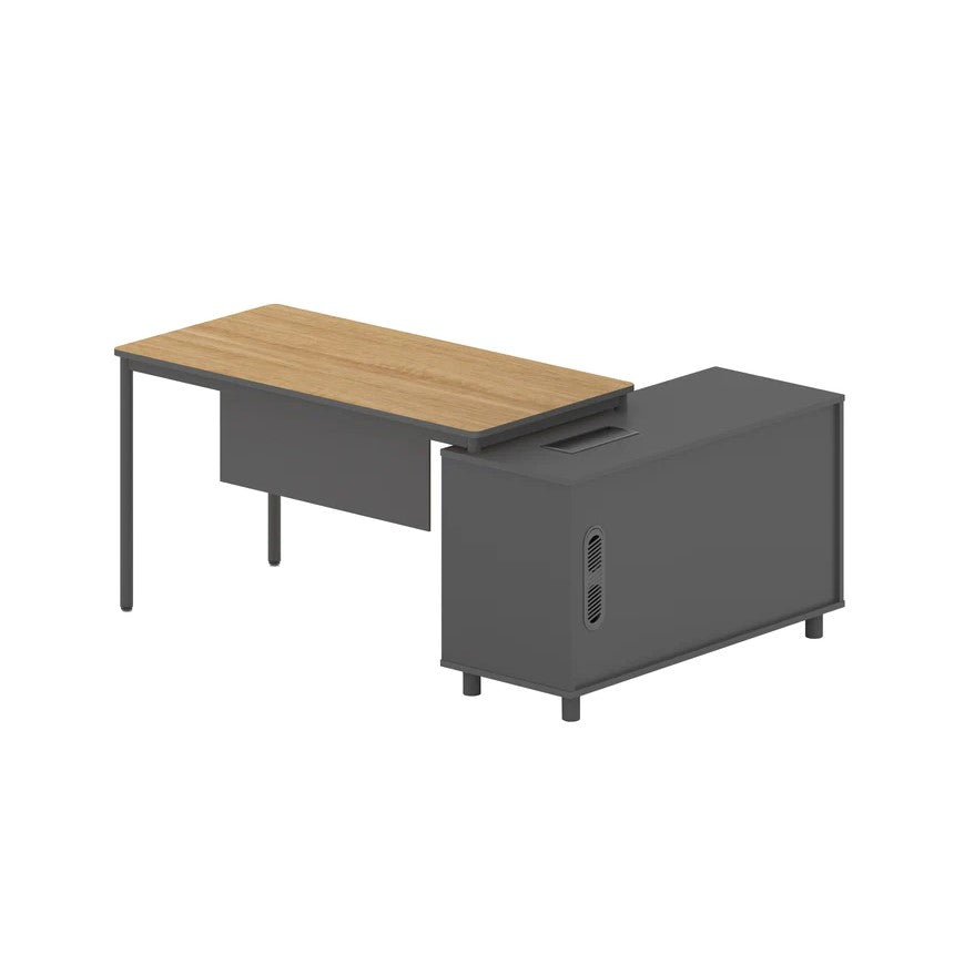 Seamless Home Office Desk 175cms - Natural & Charcoal