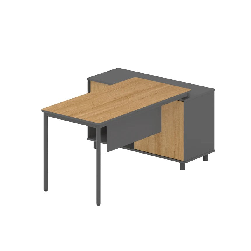 Seamless Home Office Desk 175cms - Natural & Charcoal