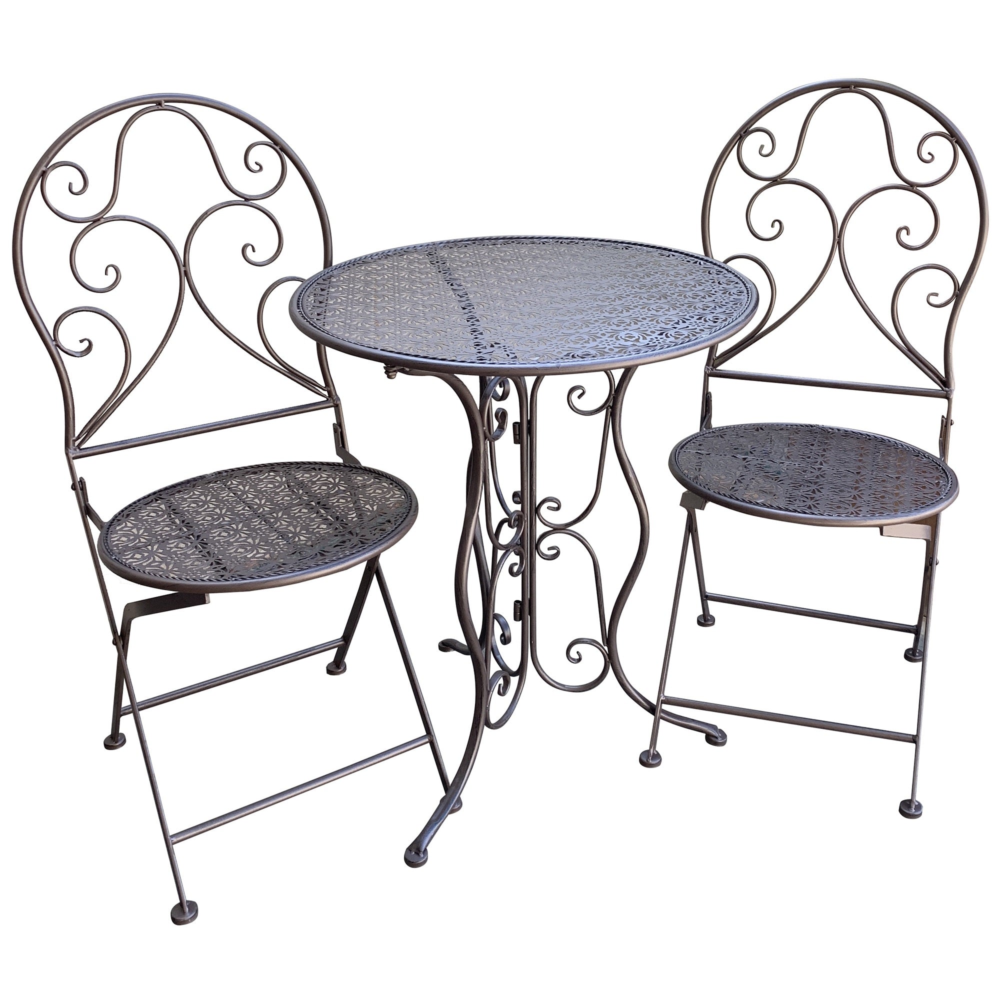 Seamless Style Outdoor Table and Chair - Set of 3 (Brown)