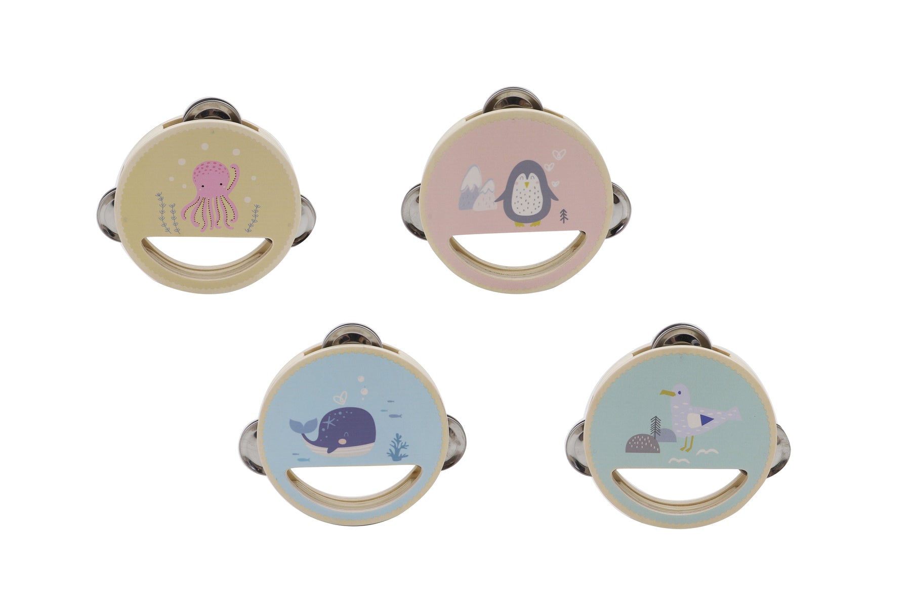 Seaside Melodies - Wooden Ocean Tambourine (Set of 4)