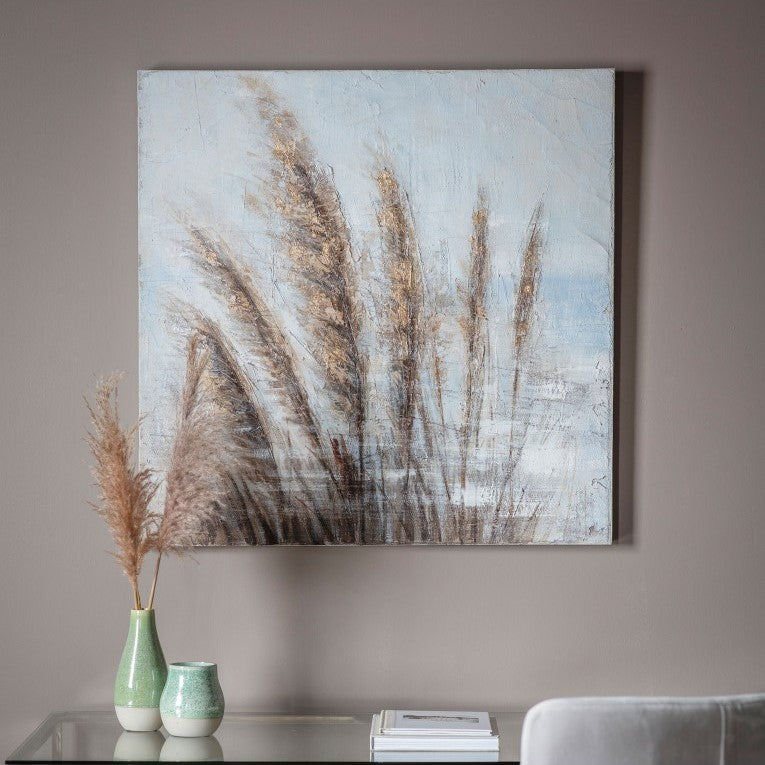 Seaside Whispers Contemporary Dune Grass Canvas Art