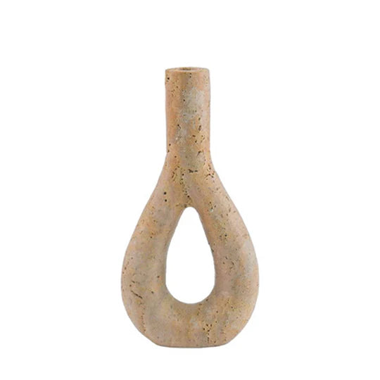 Serene Style Marble Oval Vase - Travertine