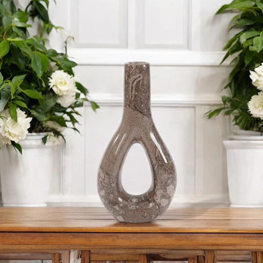 Serene Style Marble Oval Vase - Grey