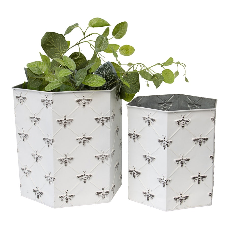 Set Of 2 Outdoor Nested Hexagon Bee Planters