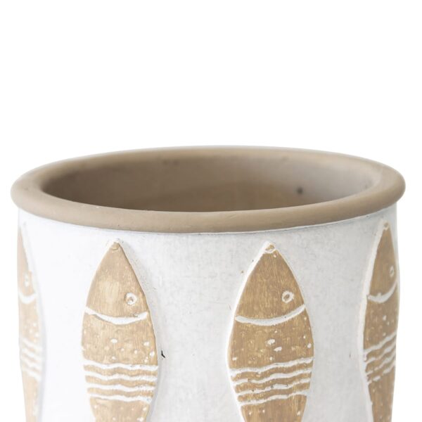 Set Of 3 Footed Beach House Planter Fish Design