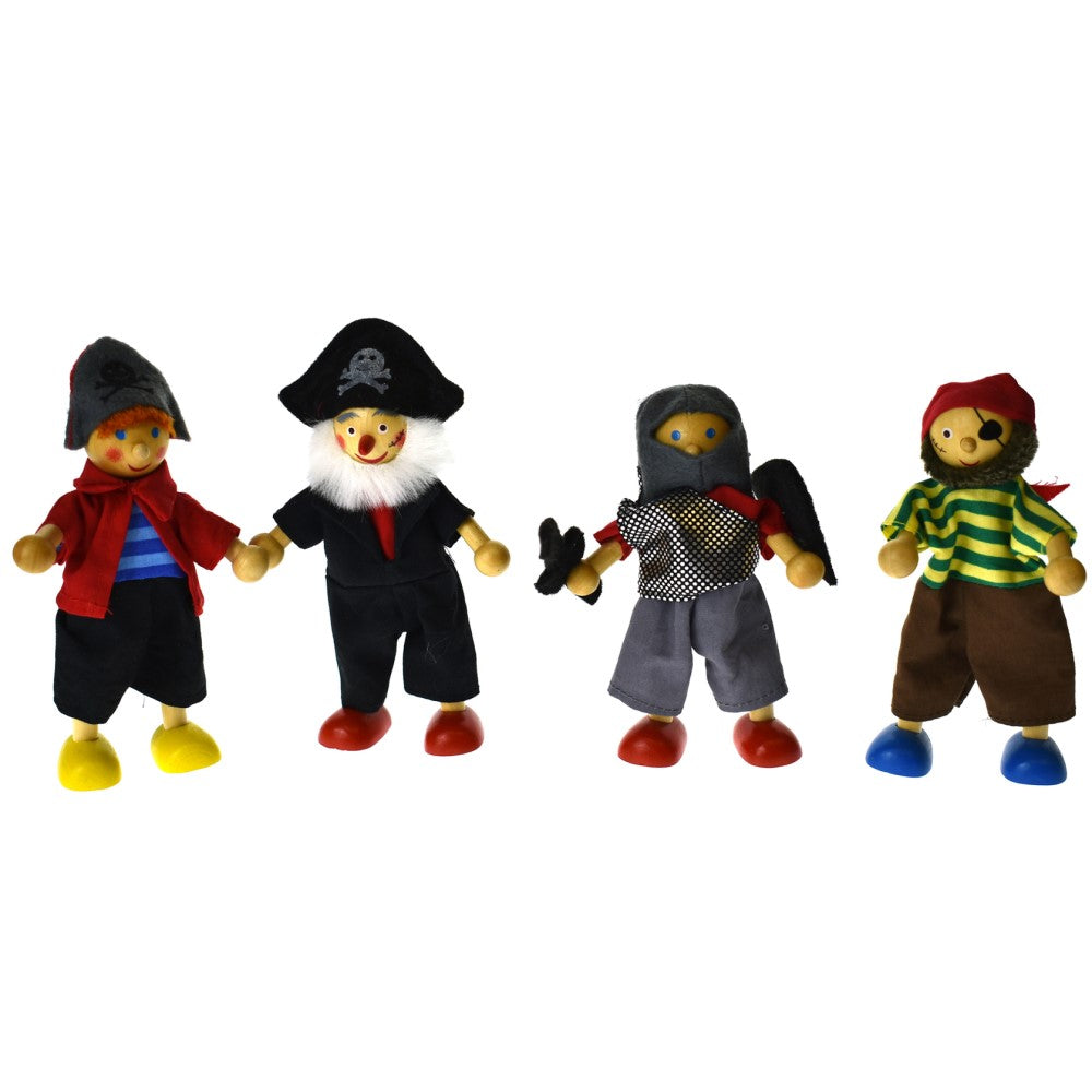 Set Of 4 Kids Flexi Pirate Dolls