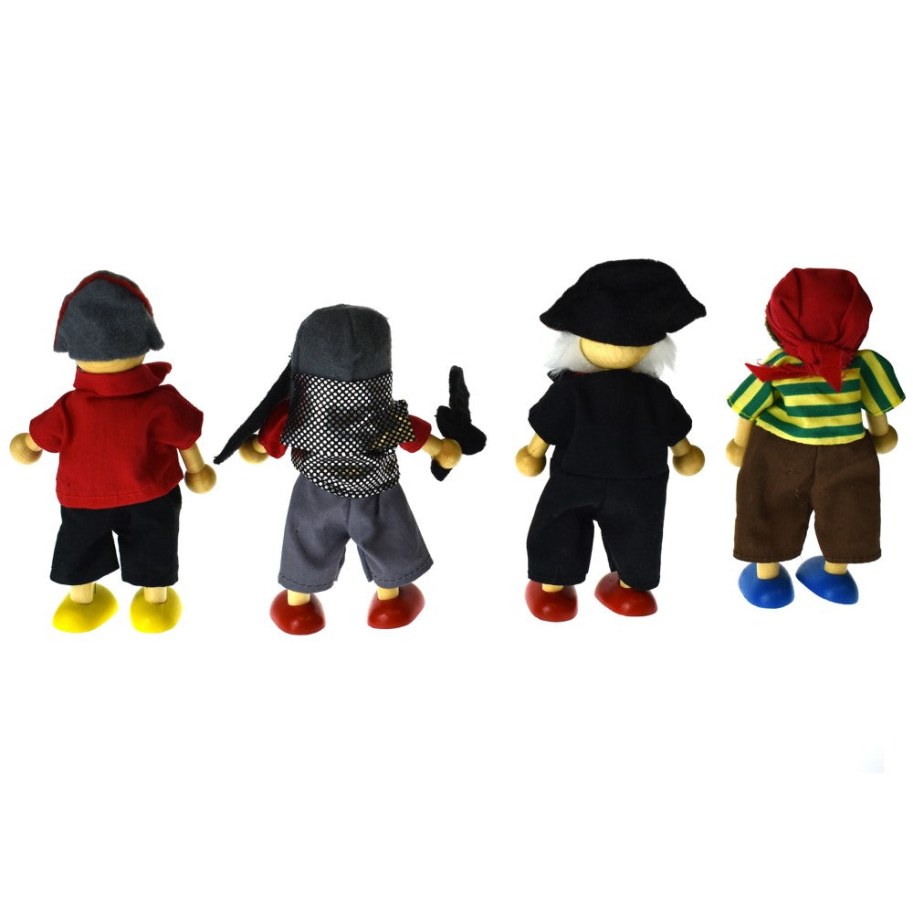 Set Of 4 Kids Flexi Pirate Dolls