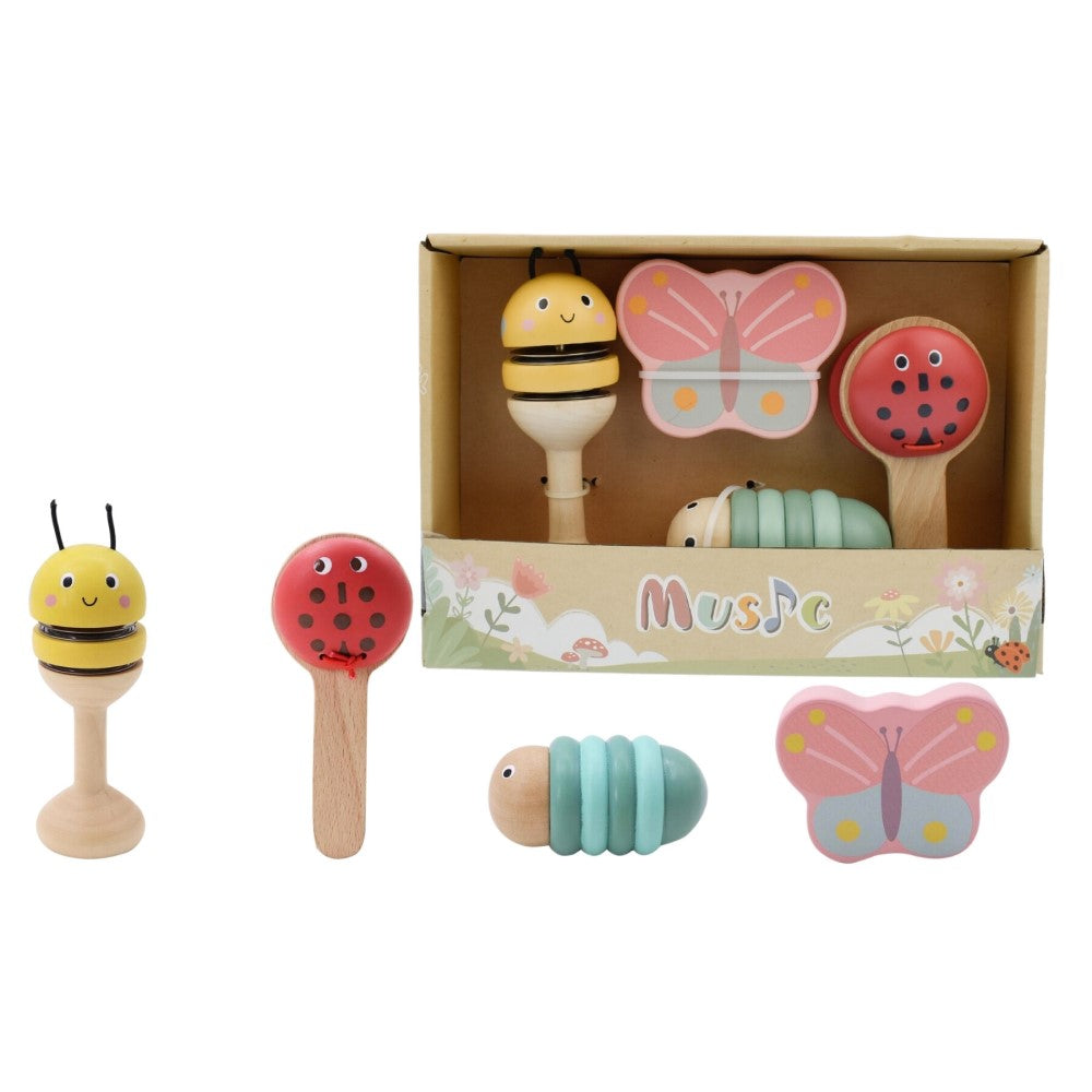 Set of 4 Springtime Symphony - Wooden Insect Music Set