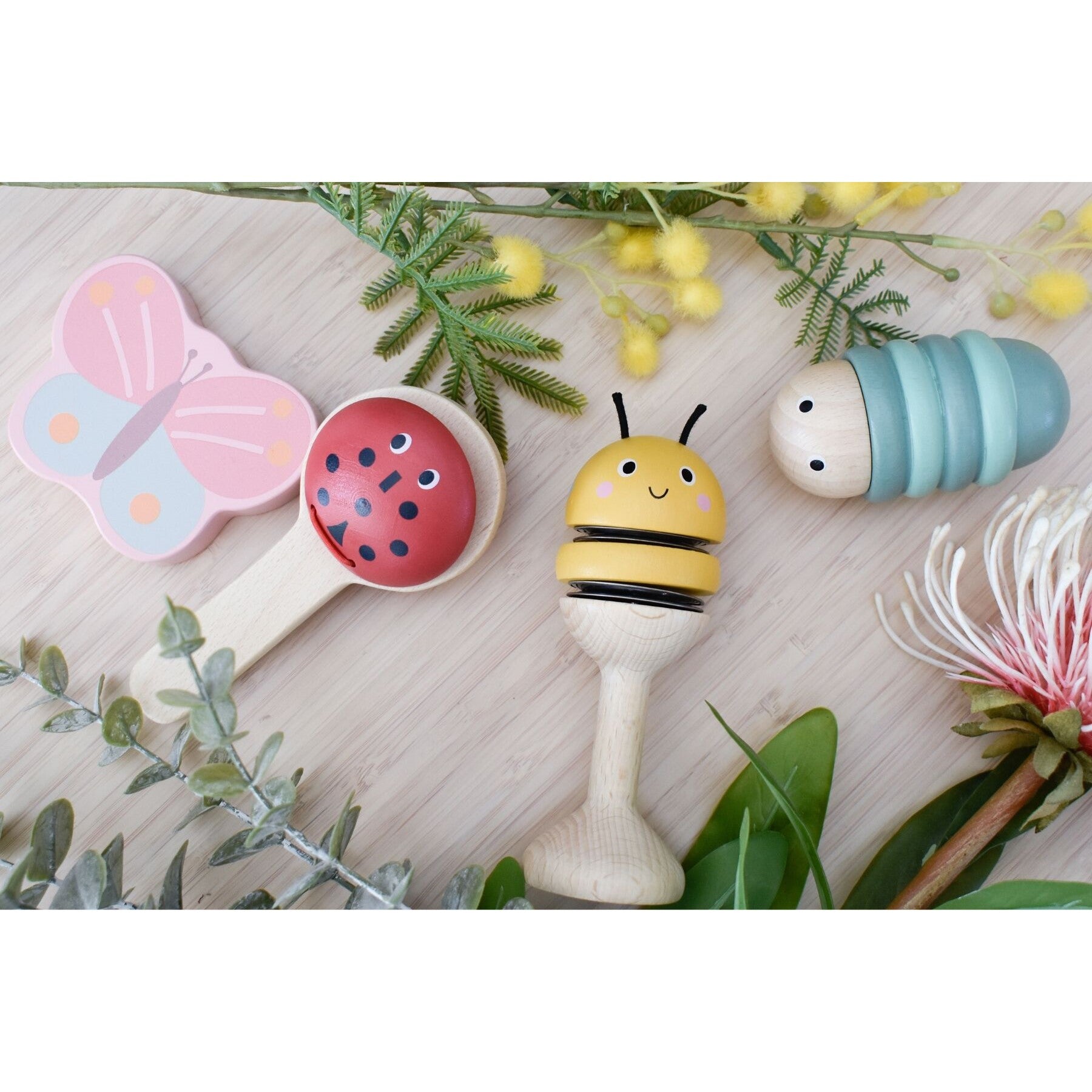 Set of 4 Springtime Symphony - Wooden Insect Music Set