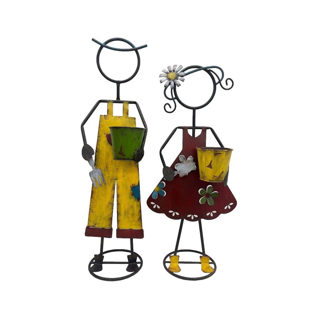 Set of 2 Asst Colorful Farm Kid Planters