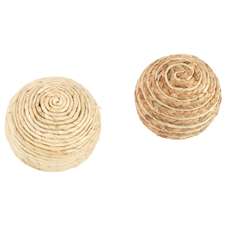 Set of 2 Asst Decorative Weave Balls - 14x14cms