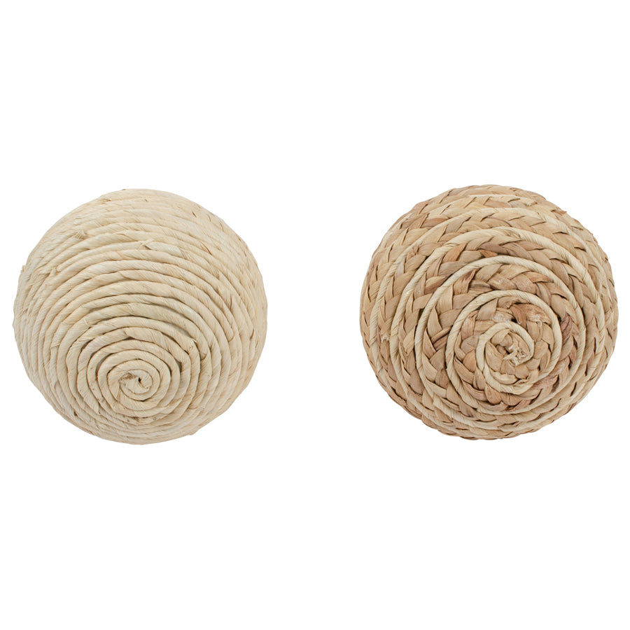 Set of 2 Asst Decorative Weave Balls - 14x14cms