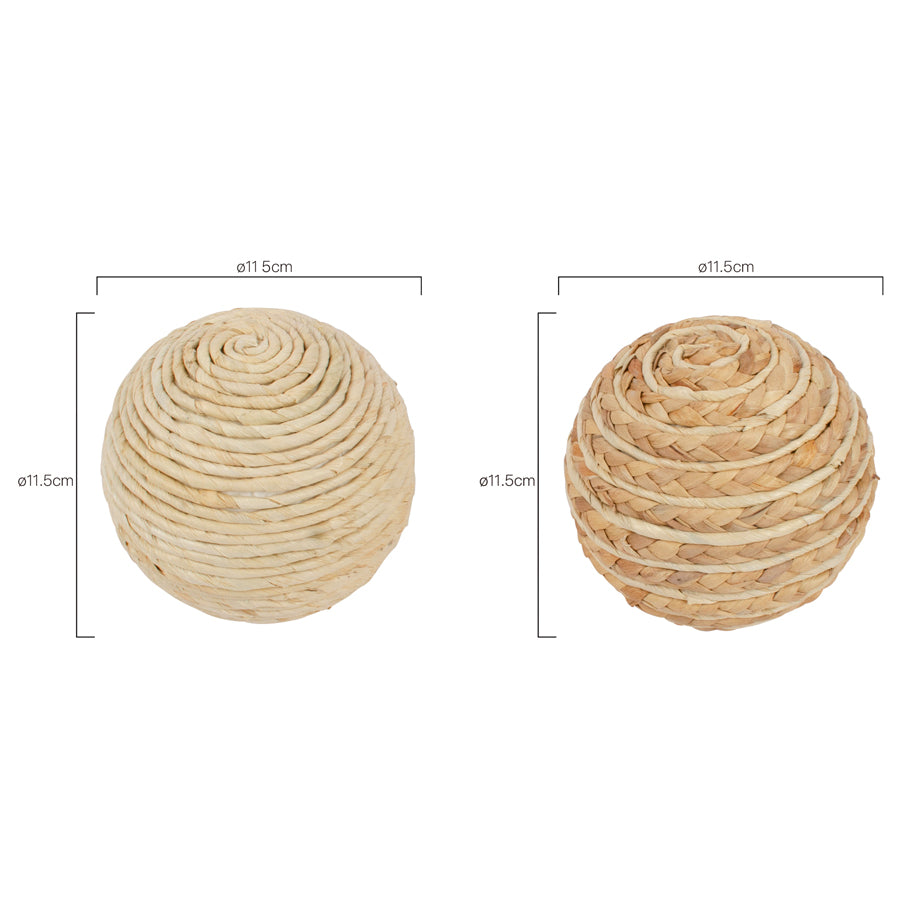 Set of 2 Asst Decorative Weave Balls - 14x14cms