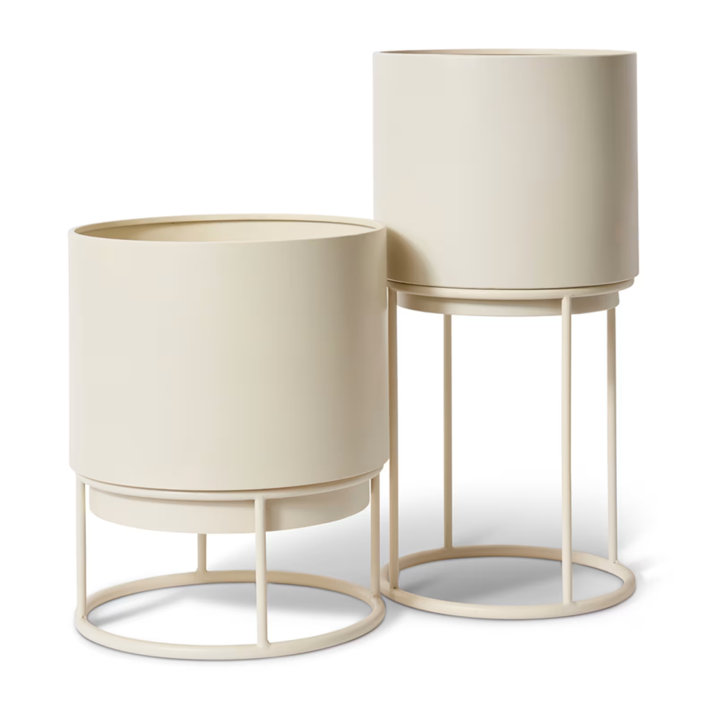 Set of 2 Gunner Planter with Stand - Beige