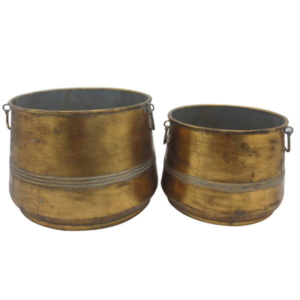 Set of 2 Nested Lustre Vintage Metal Pots