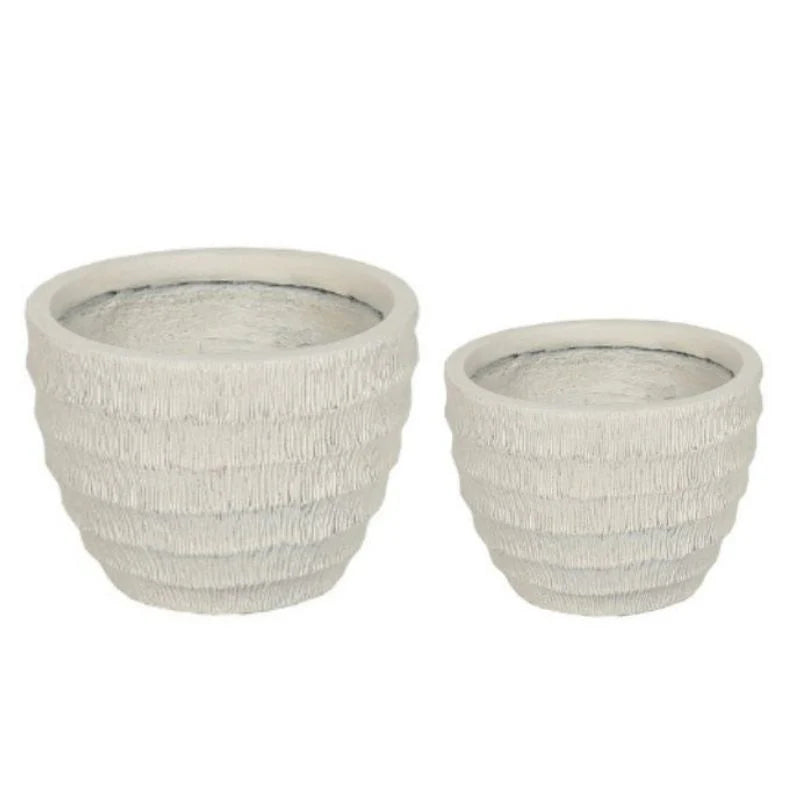 Set of 2 Nested Ribbed Textured Planters