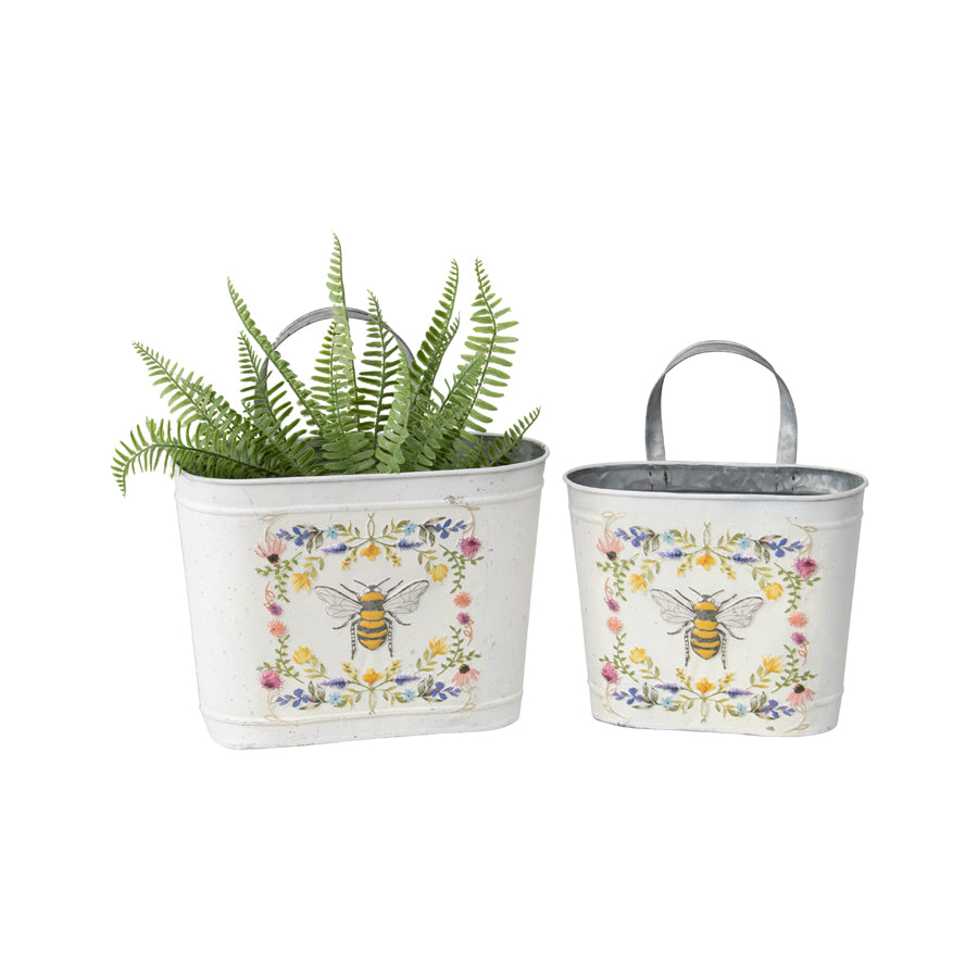 Set of 2 Nested Spring-Color Oval Planter