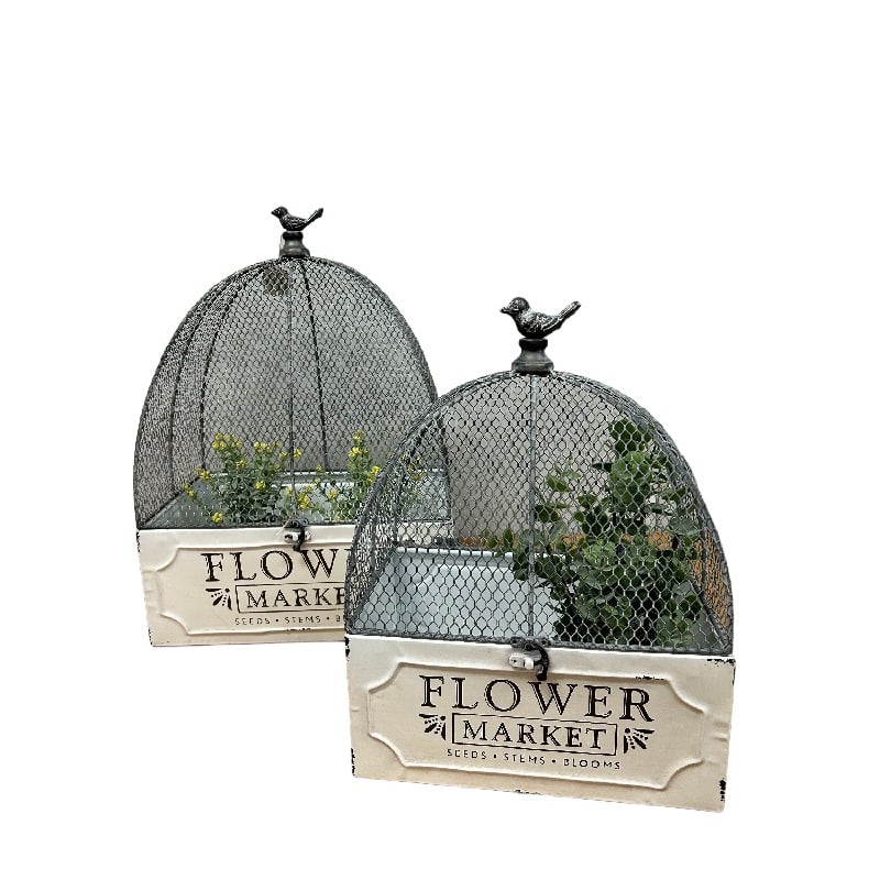 Set of 2 Nested ‘Flower Market’ Cloche Cages