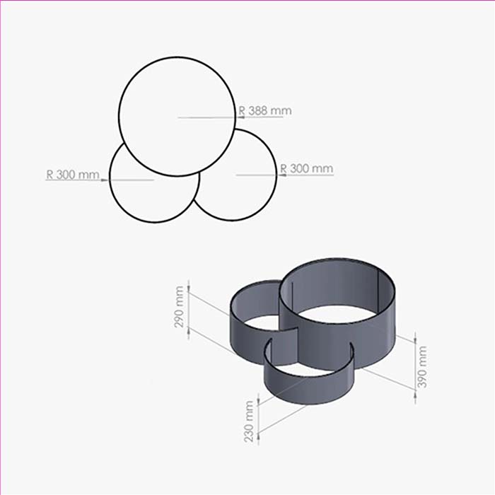 Set of 3 Corten Steel Interlockable Round Planters