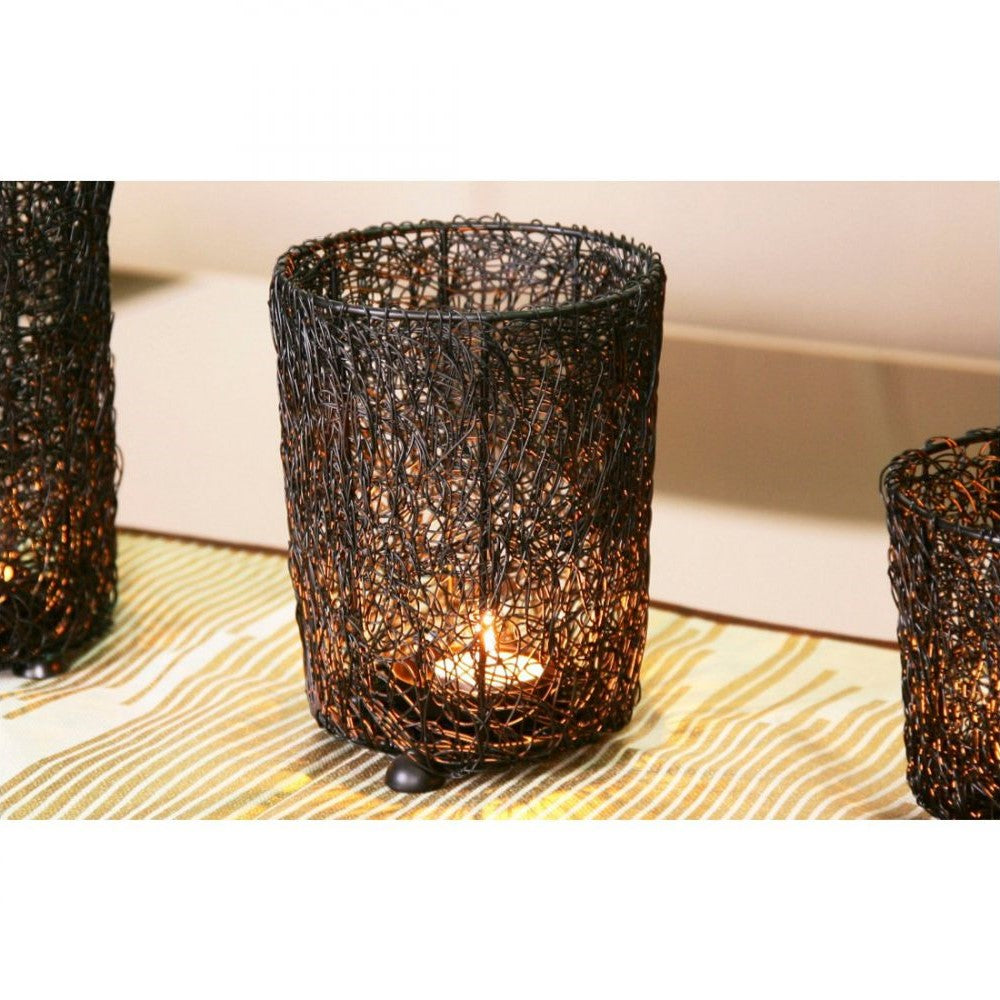 Set of 3 Cylindrical Mesh Tealight Holders