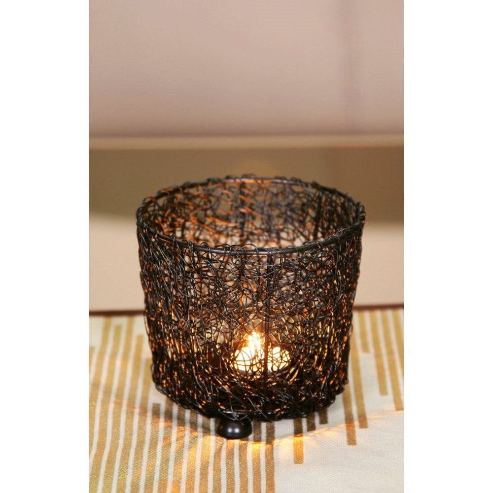 Set of 3 Cylindrical Mesh Tealight Holders
