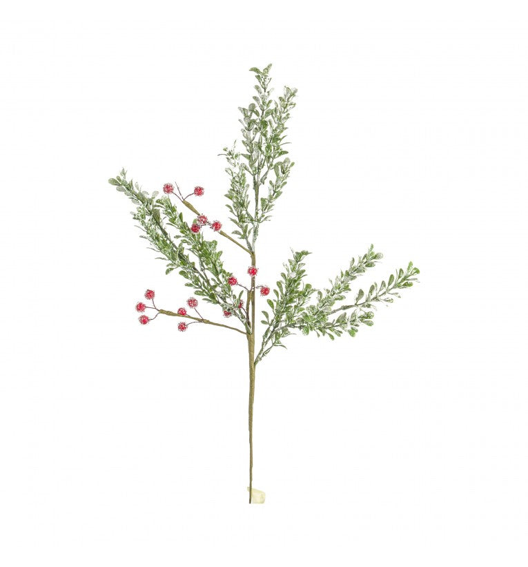 Set of 3 Artificial Frosted Mini Leaf Sprays Red Berries